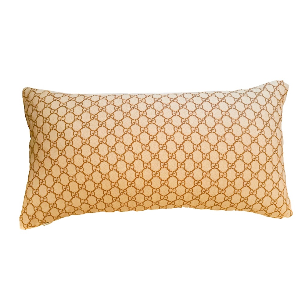 Gucci Beige Monogram Lumbar Accent Pillow